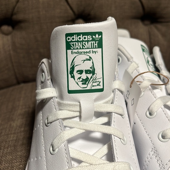 Adidas Stan Smith White Sneakers with Green Details kids size 3 new in box - Picture 2 of 11
